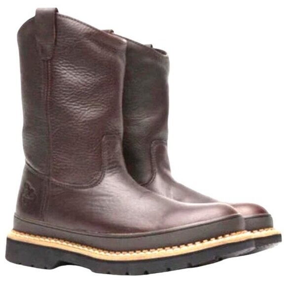 Georgia® Giant Wellington Pull-on work boot Soggy Brown Leather Men’s Size 12 M - Picture 1 of 16